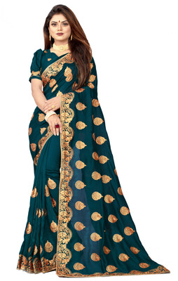 b bella creation Embroidered Bollywood Georgette Saree(Dark Green)