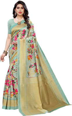 YASHIKA Printed Assam Silk Art Silk Saree(Light Green)