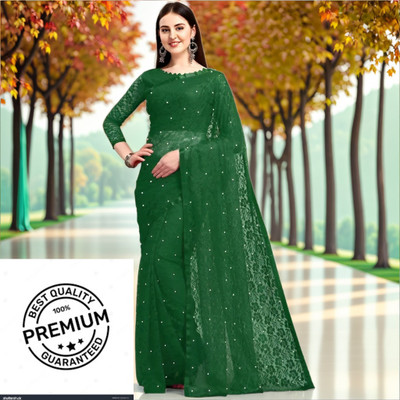 Amavii Embellished Bollywood Net Saree(Green)