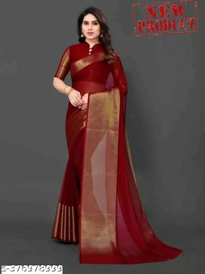 Vragi Self Design Bollywood Chiffon Saree(Maroon)