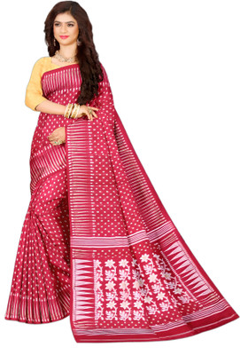 Fagunbou soft dhakai Self Design Jamdani Cotton Silk Saree(Red)
