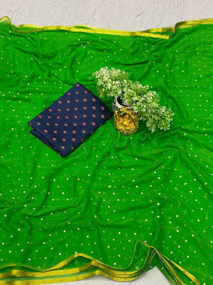 HouseOfCommon Embellished Bollywood Polyester Saree(Light Green)