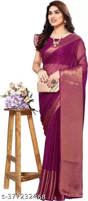 Vragi Self Design Bollywood Chiffon Saree(Purple)