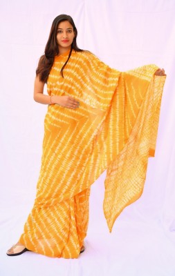 NIKHILAM Striped Handloom Pure Cotton Saree(Yellow)