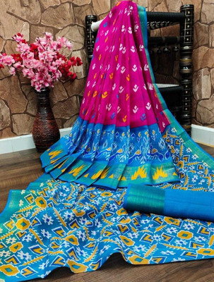 Saadhvi Printed Bhagalpuri Art Silk Saree(Pink)