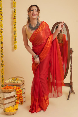 HouseOfCommon Self Design Bollywood Linen Saree(Red)