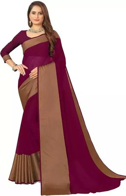 Vragi Self Design Bollywood Chiffon Saree(Magenta)