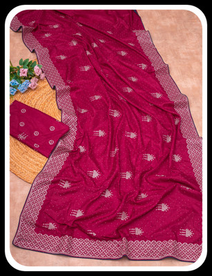 Break Creation Embroidered Banarasi Art Silk Saree(Maroon)