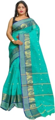 SABITA CUSTOMERY Printed Bollywood Pure Cotton Saree(Light Blue)