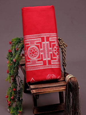 Julee Solid/Plain Banarasi Pure Silk Saree(Red)