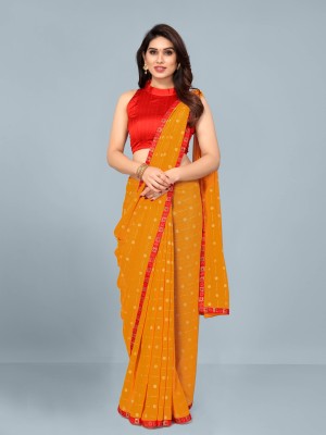 ISHA TRADE Embellished Bollywood Chiffon Saree(Yellow)