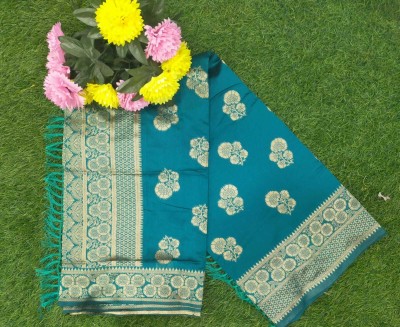 OM SAI SAREES Woven Banarasi Georgette Saree(Light Blue)