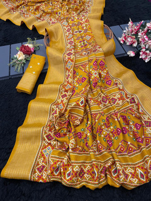 SICHYAH Woven Bollywood Silk Blend Saree(Yellow)