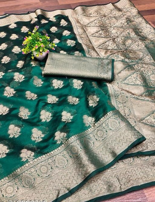 Harshiv Textile Self Design Kanjivaram Art Silk Saree(Light Green)