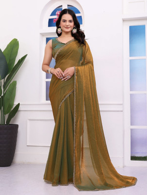 HouseOfCommon Solid/Plain Bollywood Art Silk, Jimmy choo Saree(Light Green)