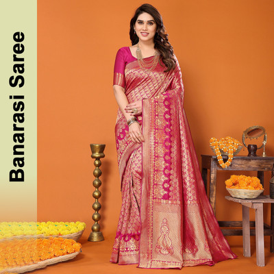 PS FASHION TRENDZ Self Design Kanjivaram Silk Blend Saree with Unstitched Blouse(Purple)