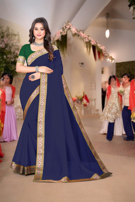 Kasumbo Tex Self Design Bollywood Georgette Saree(Blue)
