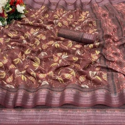 Mishita Enterprise Printed, Self Design Bollywood Cotton Linen Saree(Multicolor)