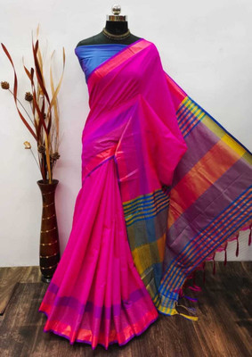 Jyanshu Creation Self Design Dharmavaram Cotton Silk Saree(Pink)