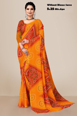 Kanooda Prints Printed Daily Wear Georgette Saree(Orange)