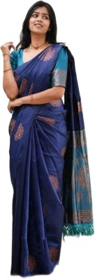 Shringar Studio Woven Banarasi Jacquard Saree(Blue)