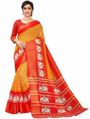 Saadhvi Printed Bandhani Crepe Saree(Red)