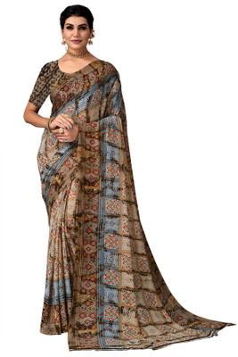 maayro Printed Patola Georgette Saree(Multicolor)