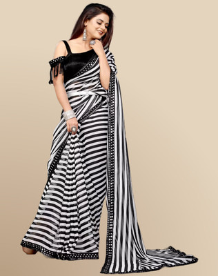 Vipra Designer Printed Bollywood Georgette Saree(Black)