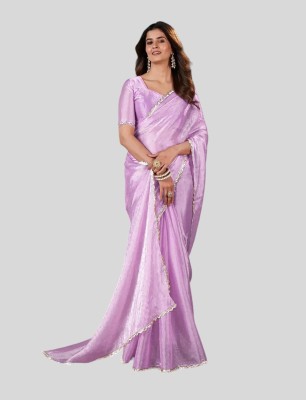 fashionSai Embellished Bollywood Silk Blend Saree(Purple)