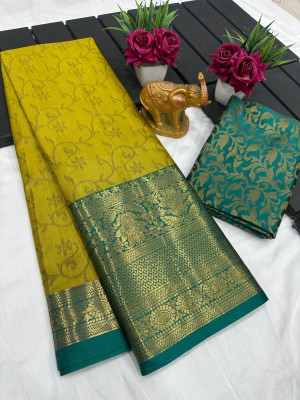 Julee Printed Banarasi Cotton Silk Saree(Multicolor)