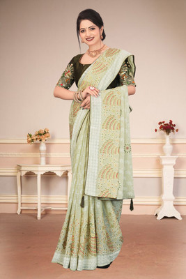 shrijamyaham Self Design Bollywood Chiffon Saree(Green)