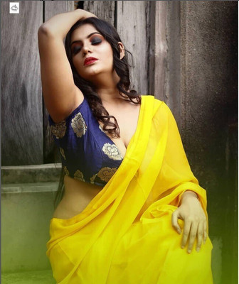 mamtasaree Solid/Plain Daily Wear Organza, Georgette Saree(Yellow)