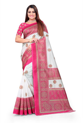 VCREATION Self Design Assam Silk Art Silk Saree(Pink)