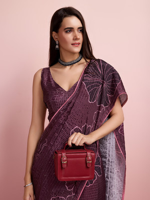 Tasrika Printed Bollywood Polyester Saree(Purple)