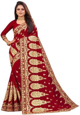 b bella creation Self Design, Embroidered Bollywood Georgette Saree(Maroon)