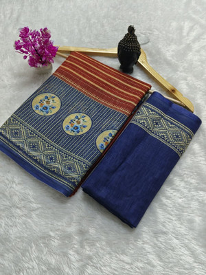 Gajal Printed Bollywood Linen, Cotton Linen Saree(Red)