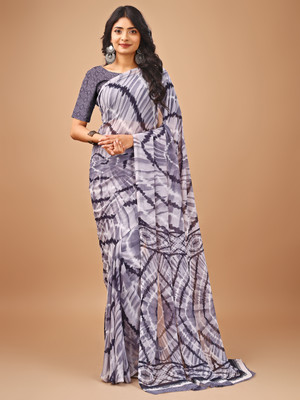 VIBHAGYAA Printed Daily Wear Chiffon Saree(Grey)