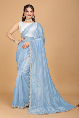 Fasharo Embroidered Bollywood Net Saree(Multicolor)