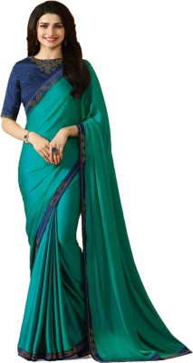 RUKHA FAB Printed, Hand Painted, Ombre, Embellished, Floral Print Daily Wear Georgette, Chiffon Saree(Green)