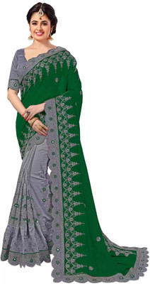 b bella creation Embroidered Bollywood Georgette Saree(Green)