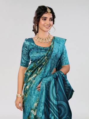 ANIRAV Printed Daily Wear Art Silk Saree(Blue)