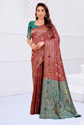 Suali Woven Banarasi Pure Silk Saree(Maroon)