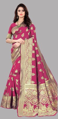 SOMVATI Woven, Self Design, Embellished Kanjivaram Art Silk, Jacquard Saree(Pink)