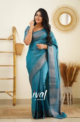 Kyrila Self Design, Solid/Plain Narayanpet Jacquard Saree(Blue)