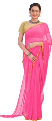 Desi Style Solid/Plain Bollywood Jacquard, Cotton Silk Saree(Pink)