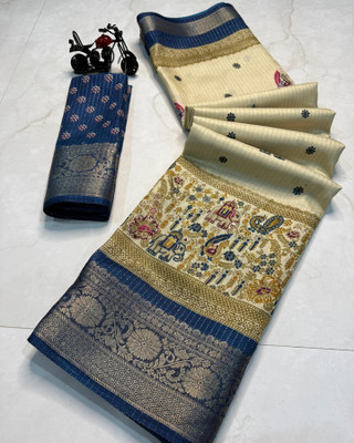 Julee Digital Print Daily Wear Art Silk Saree(Blue)