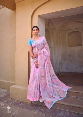 Sanjana Silks Printed Daily Wear Georgette Saree(Pink)