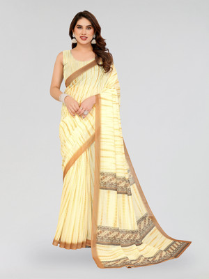 Hema Silk Mills Digital Print Bollywood Chanderi Saree(Yellow)