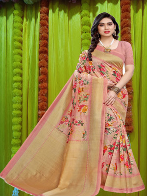 Gugaliya Printed Daily Wear Cotton Blend, Art Silk Saree(Multicolor)