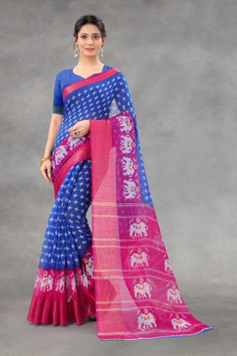Saadhvi Printed Bandhani Crepe Saree(Blue)
